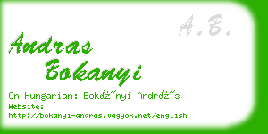 andras bokanyi business card